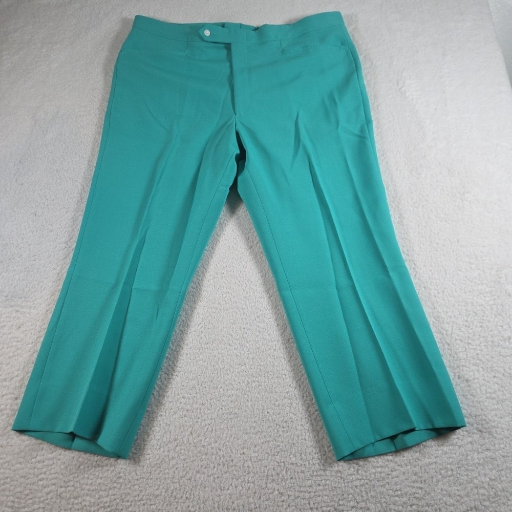 Sansabelt Men's Vtg 70's Teal Flat‎ Front Dress Golf Trousers Pants Size 40x24